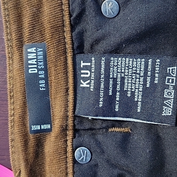 KUT FROM THE KLOTH Fab AB Skinny Diana Brown‎ Corduroy Jeans Size 8 - Picture 10 of 10